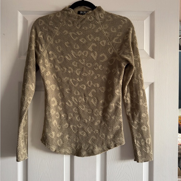 Miss Me Tops - Miss Me Beige Leopard Mesh Long Sleeve Top